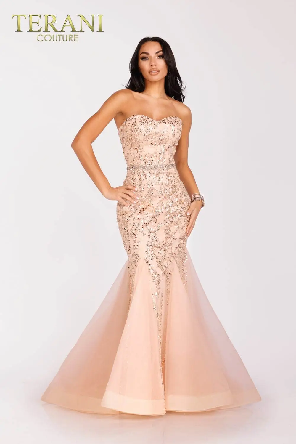 Silver Belt On Bodice Mermaid Prom Gown – 231P0106