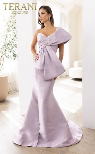 241E2468 Off-Shoulder Trumpet Asymmetrical Sparkly Column Evening Dress
